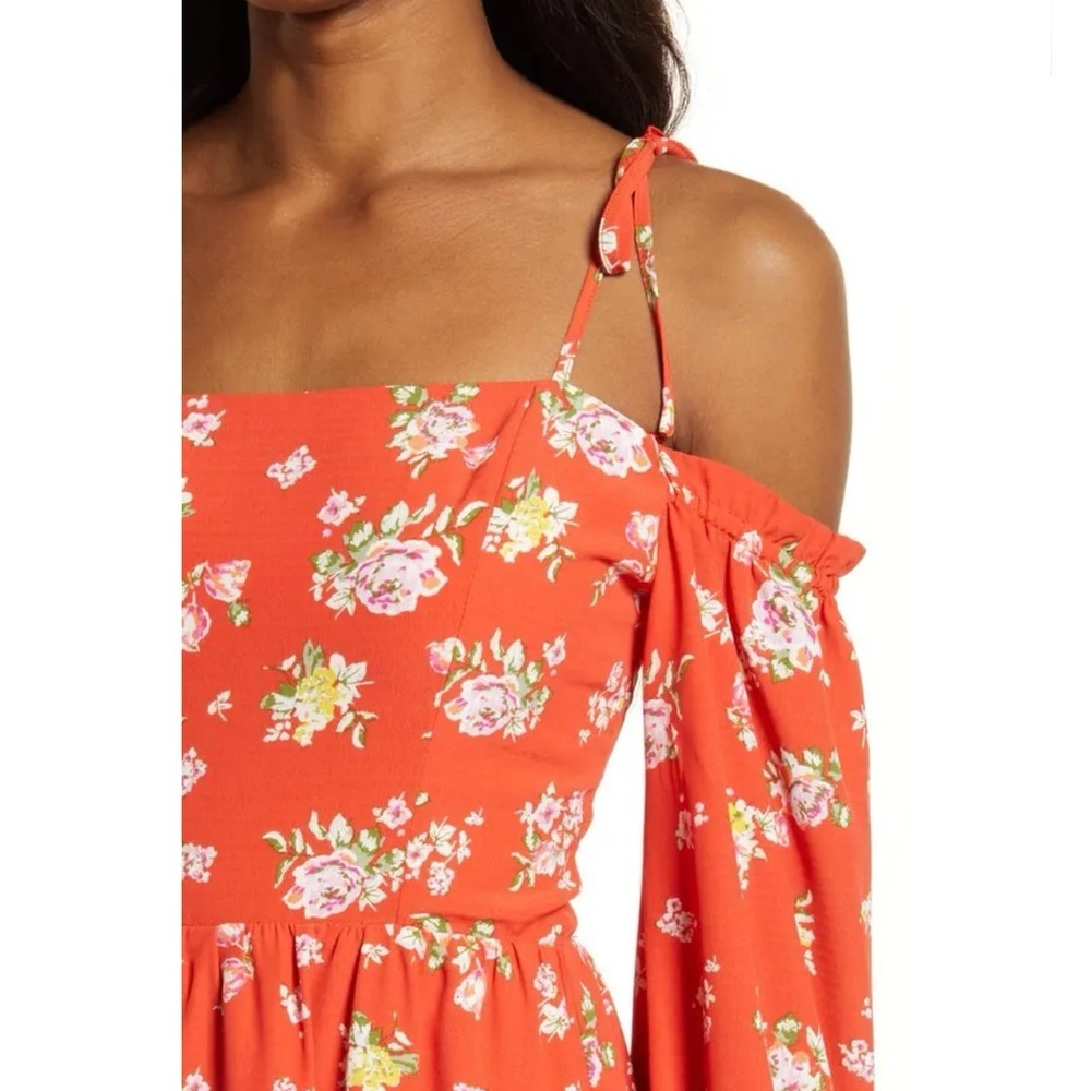 CHARLES HENRY Cold Shoulder Long Sleeve Midi Dress - Picture 5 of 6